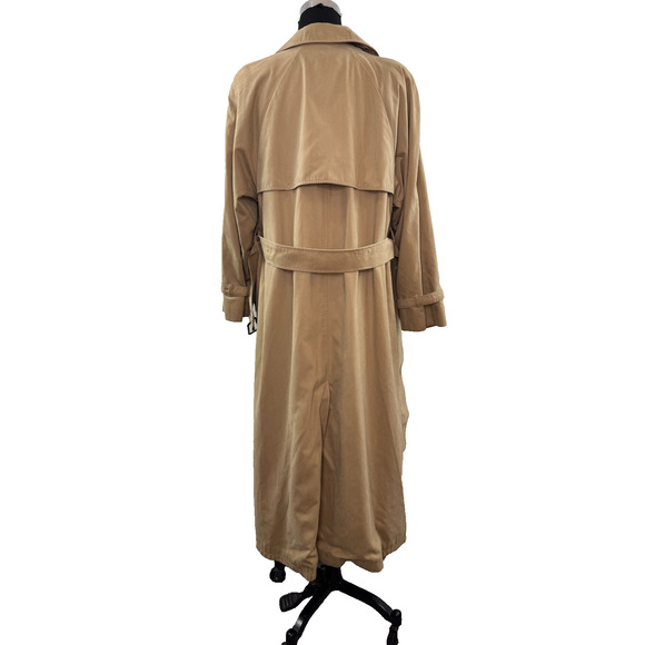 VINTAGE Aquascutum Long Trench Coat 2way Beige Tan Wool Authentic ENGLAND - Picture 5 of 16